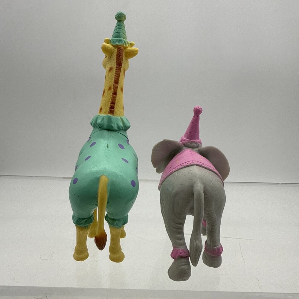 Animal Figures Cake Topper Giraffe In Blue PJs and Elephant in Pink Set of 2 - Picture 4 of 9